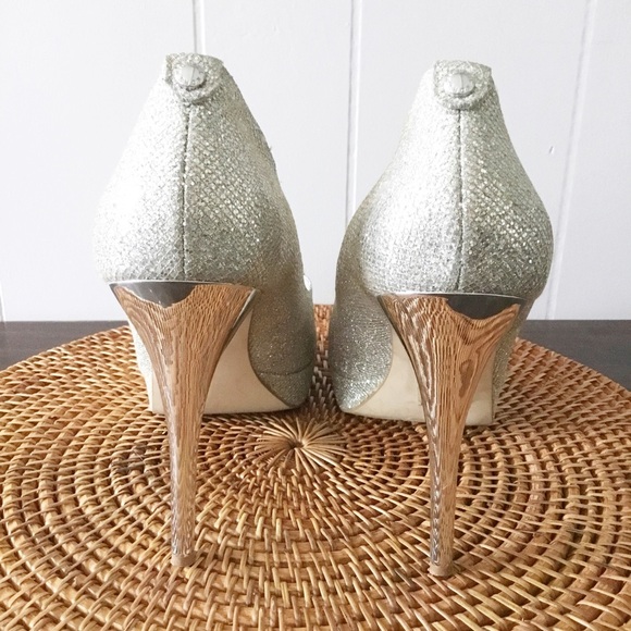 Michael Kors Giltter Platform Heels Silver Size 11 M Woman - Picture 4 of 4